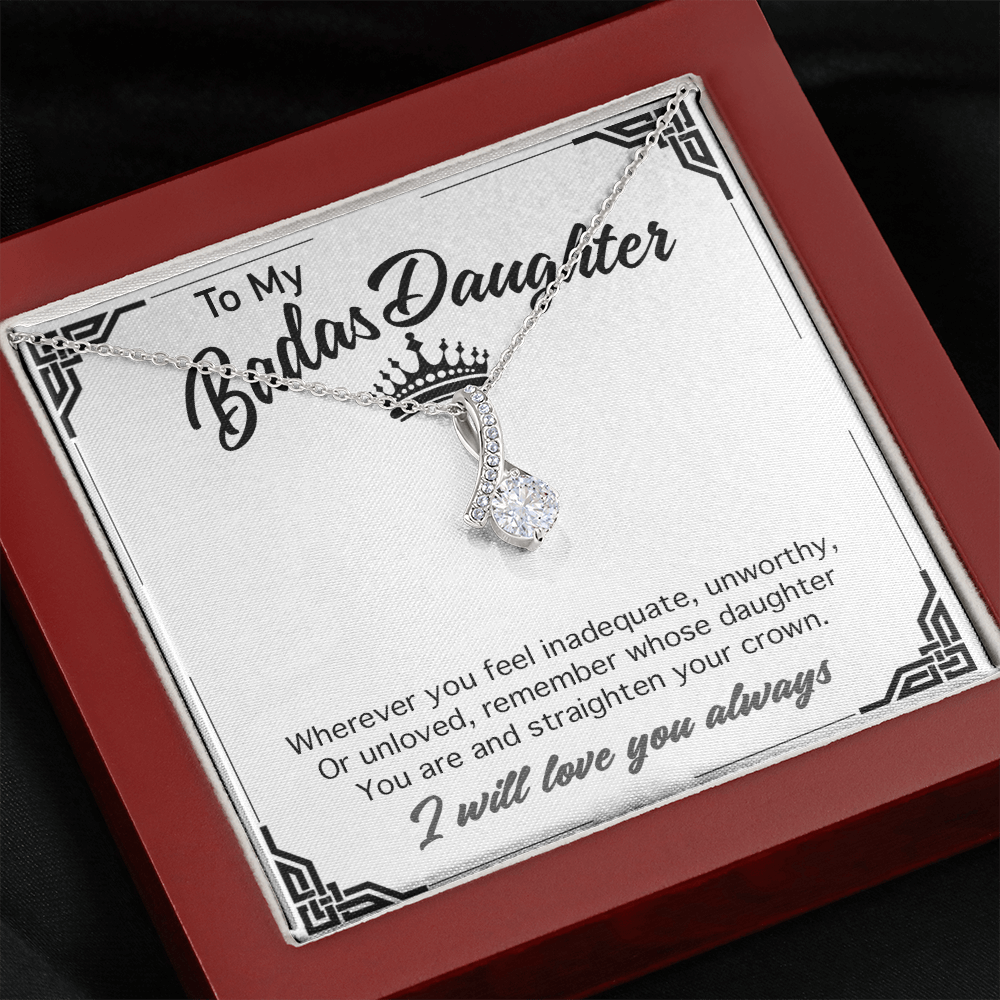 To My Badass Daughter Necklace From Mom, Badass Daughter Necklace Birthday Gift