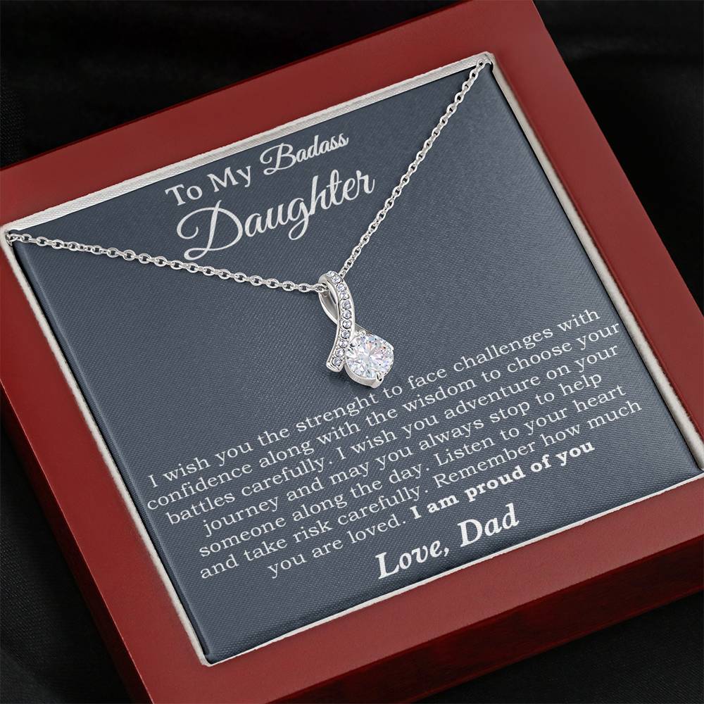 To My Badass Daughter Necklace From Dad, Badass Daughter Necklace Birthday Gift