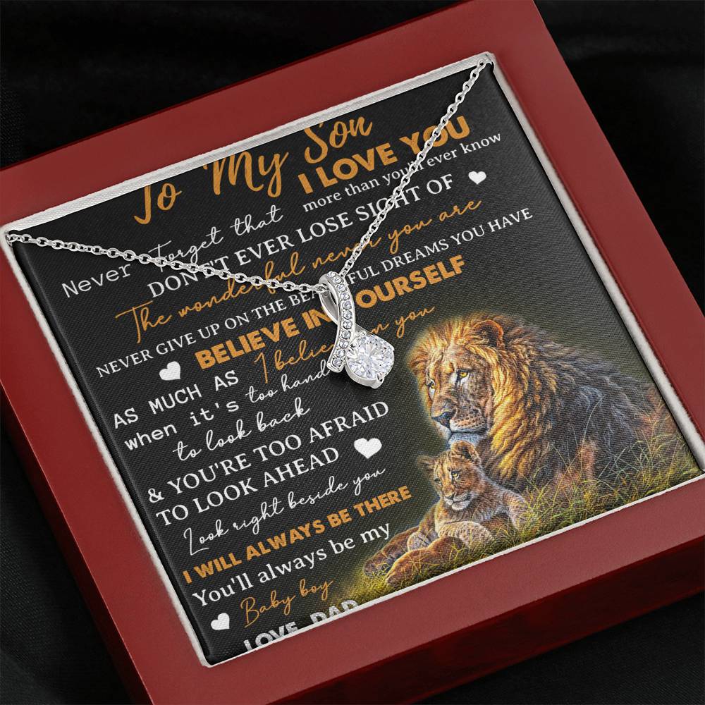 To My Son Necklace, Love Dad Father And Son Lion, Best Gifts For Son From Dad