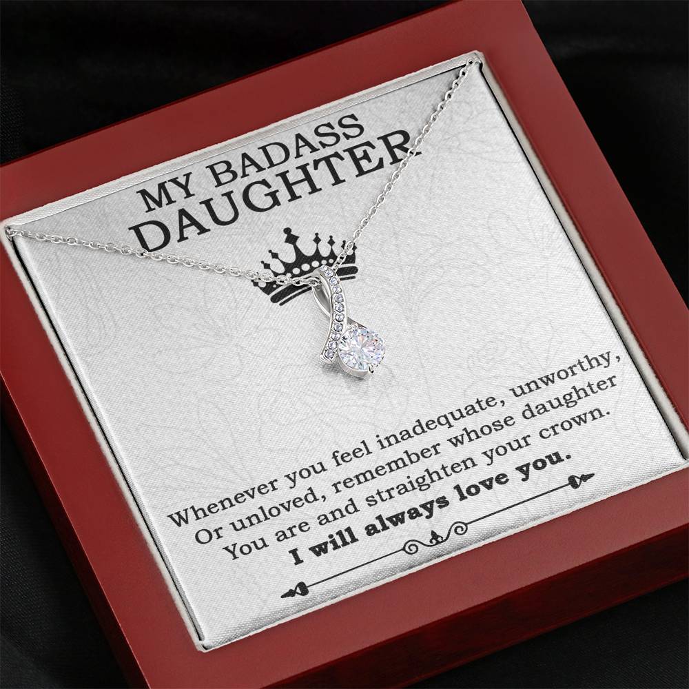 My Badass Daughter Necklace From Mom, Badass Daughter Necklace Birthday Gift