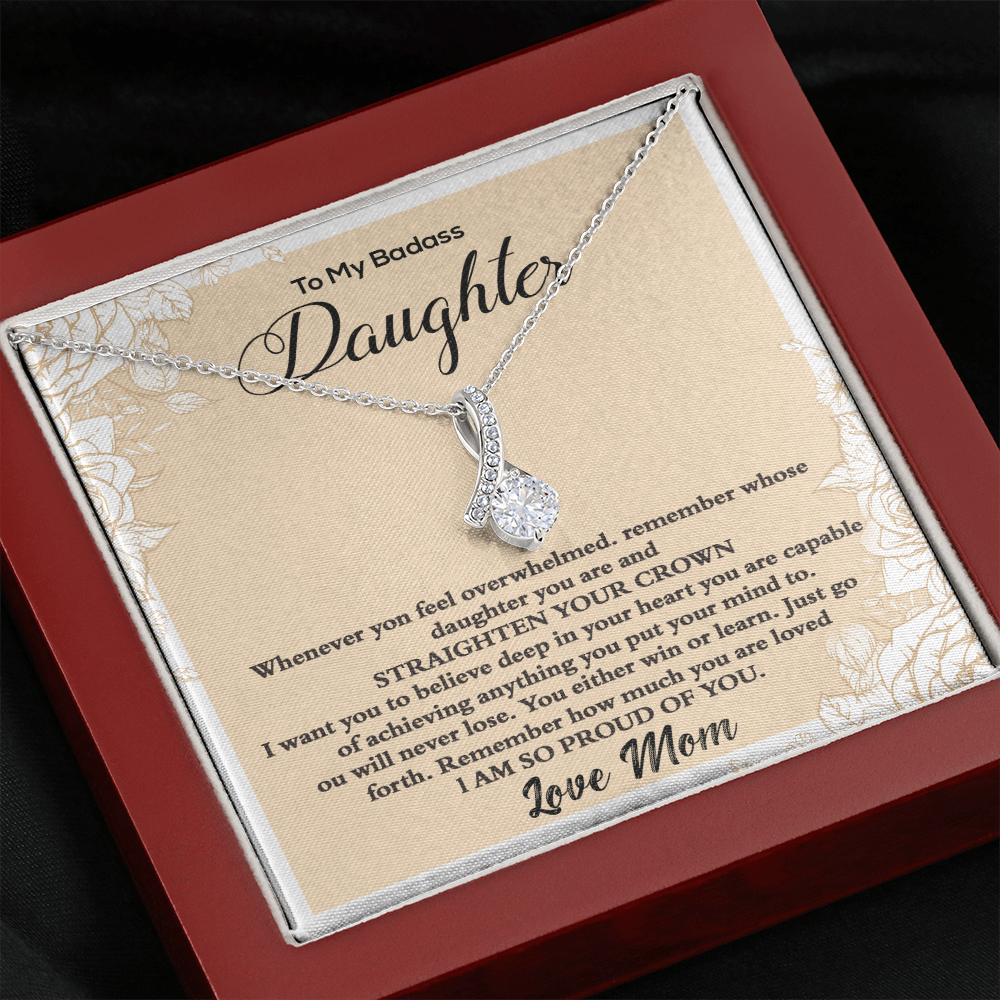 To My Badass Daughter Necklace From Mom, Badass Daughter Necklace Birthday Gift