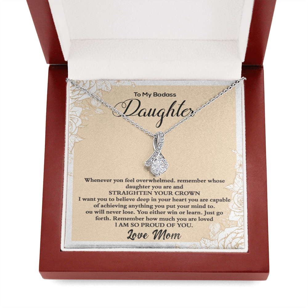 To My Badass Daughter Necklace From Mom, Badass Daughter Necklace Birthday Gift