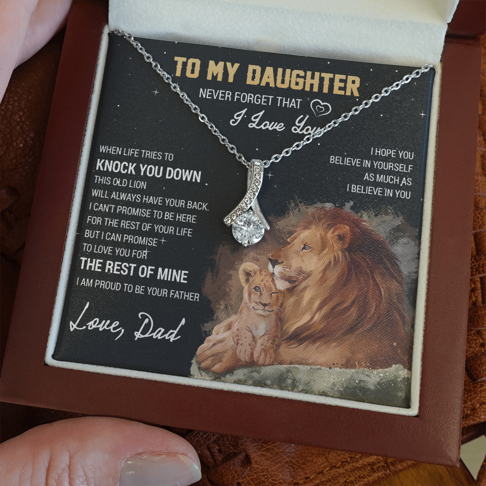 To My Daughter Necklace, Gift For Daughter From Dad, Daughter Father Lion