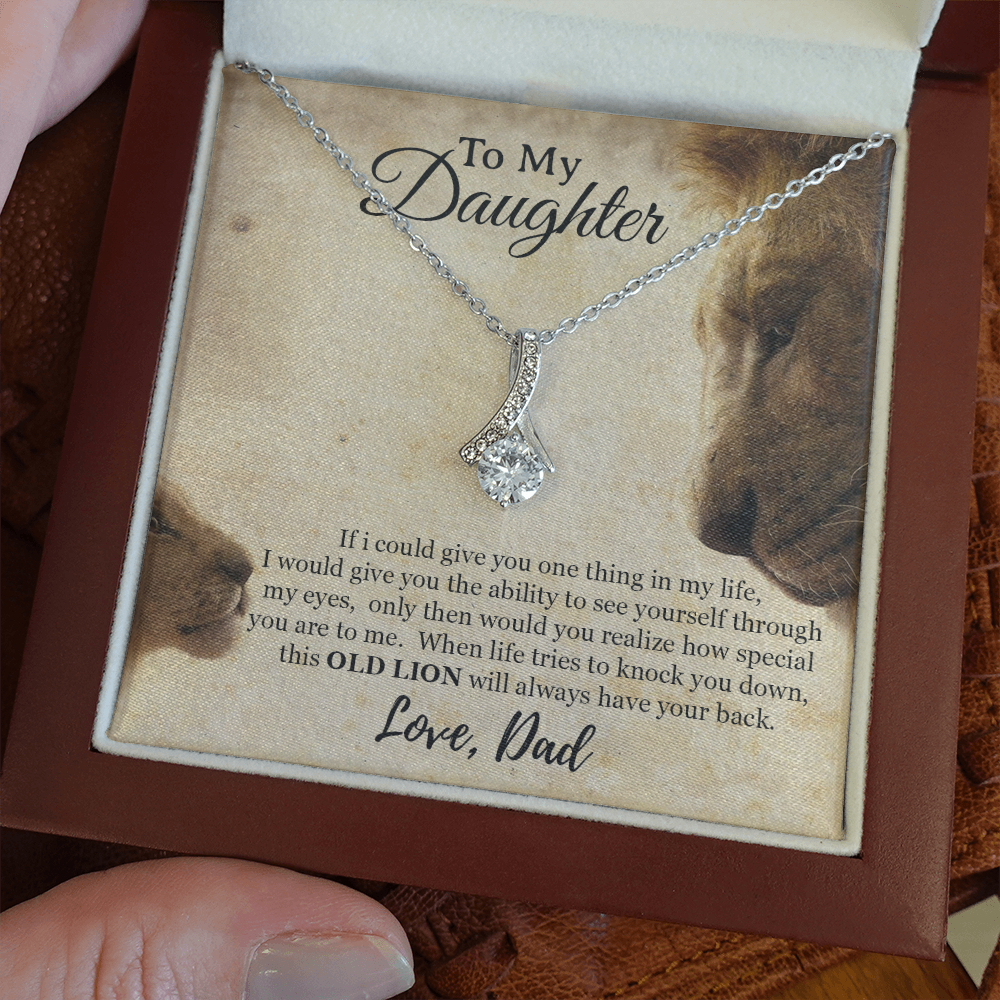 To My Daughter Necklace, Xmas Gift For Daughter From Dad, Daughter Father Lion