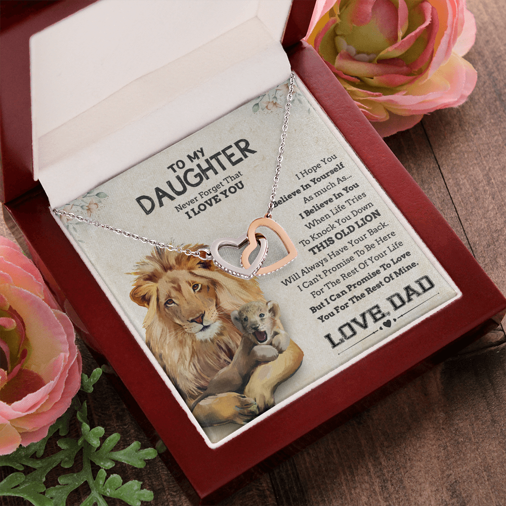 To My Daughter Necklace, Gift For Daughter From Dad, Daughter Father Lion