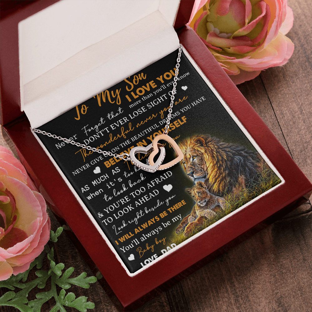 To My Son Necklace, Love Dad Father And Son Lion, Best Gifts For Son From Dad