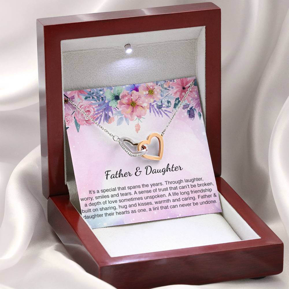 Father and Daughter Interlocking Hearts Necklace Message Card