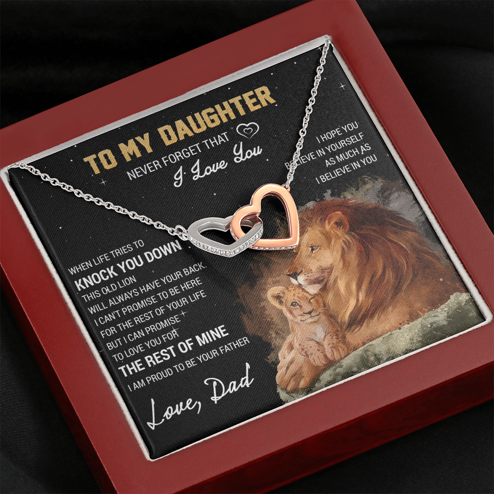 To My Daughter Necklace, Gift For Daughter From Dad, Daughter Father Lion