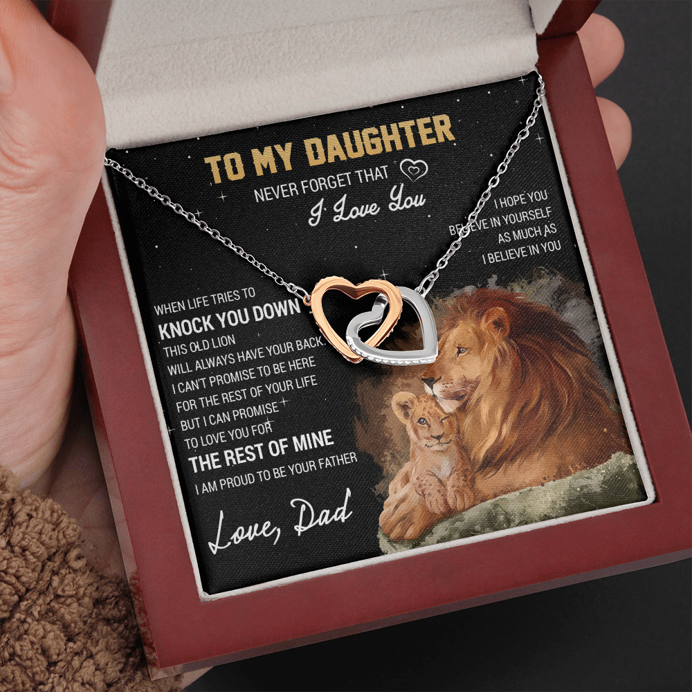To My Daughter Necklace, Gift For Daughter From Dad, Daughter Father Lion