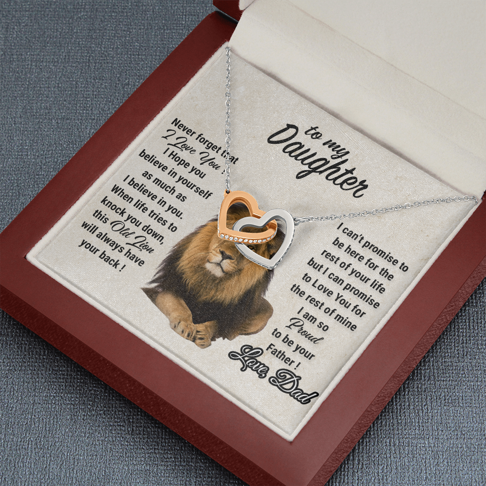 To My Daughter Necklace, Xmas Gift For Daughter From Dad, Daughter Father Lion