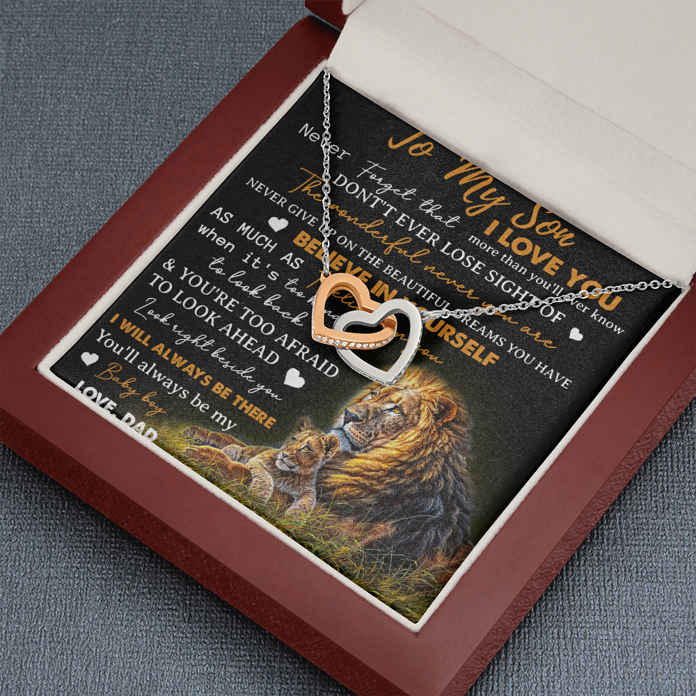To My Son Necklace, Love Dad Father And Son Lion, Best Gifts For Son From Dad