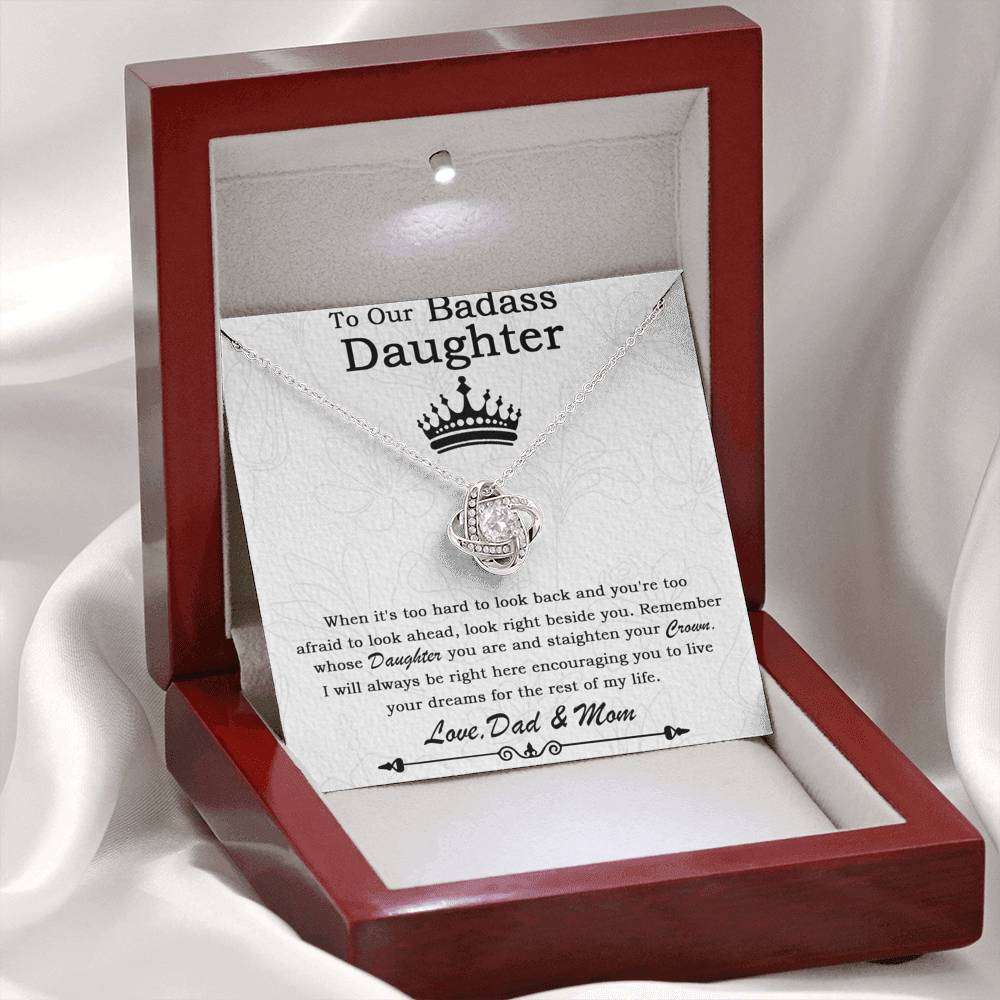 To  Our Badass Daughter Necklace From Mom, Badass Daughter Necklace Birthday Gift