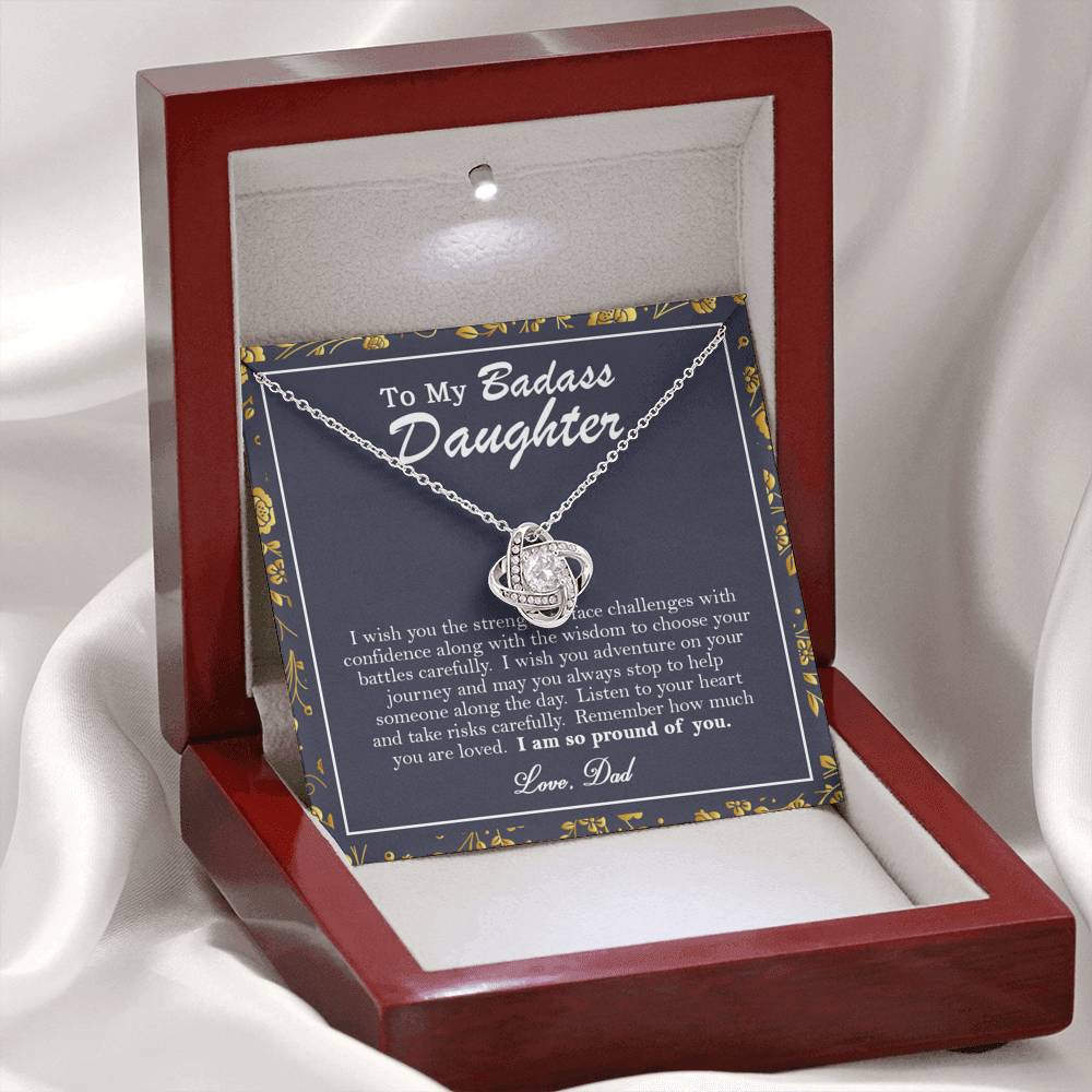 To My Badass Daughter Necklace From Dad, Badass Daughter Necklace Birthday Gift