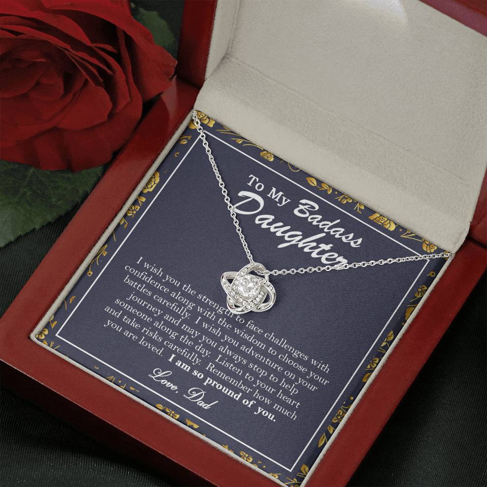 To My Badass Daughter Necklace From Dad, Badass Daughter Necklace Birthday Gift