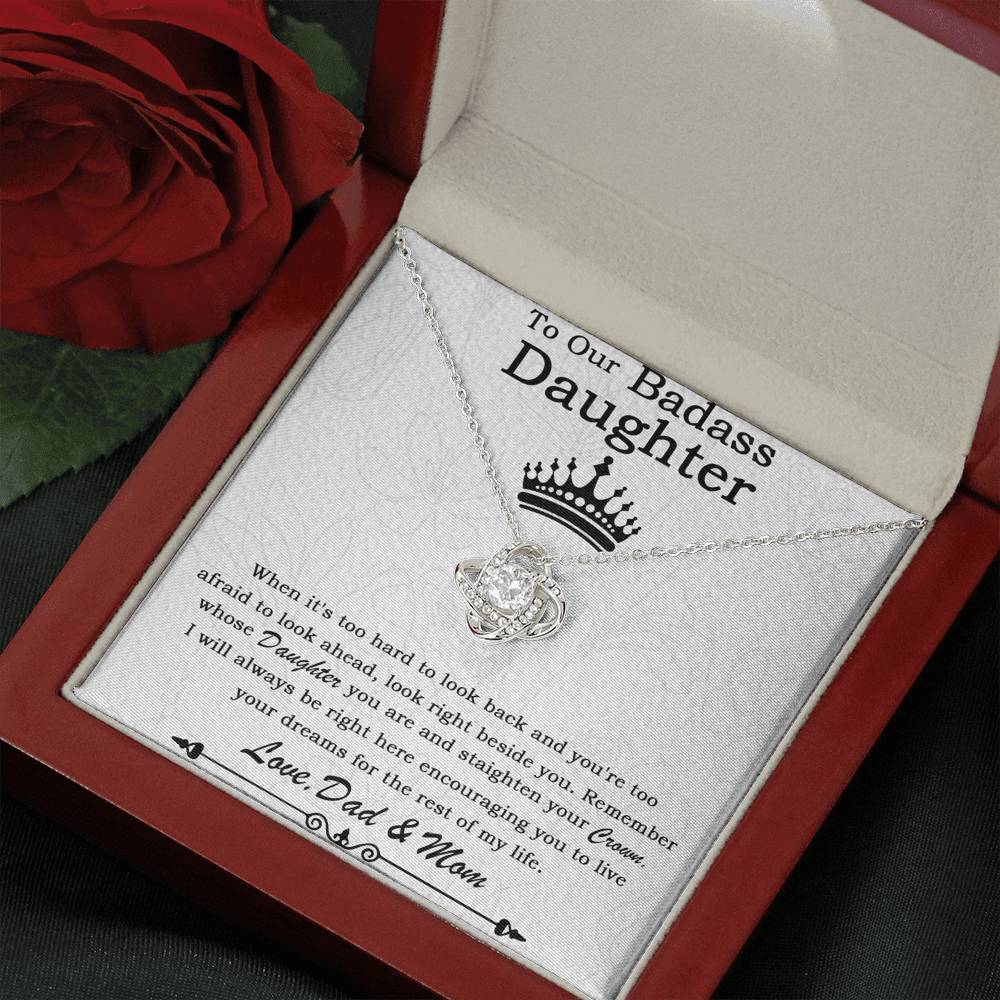 To  Our Badass Daughter Necklace From Mom, Badass Daughter Necklace Birthday Gift