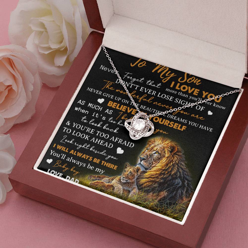 To My Son Necklace, Love Dad Father And Son Lion, Best Gifts For Son From Dad