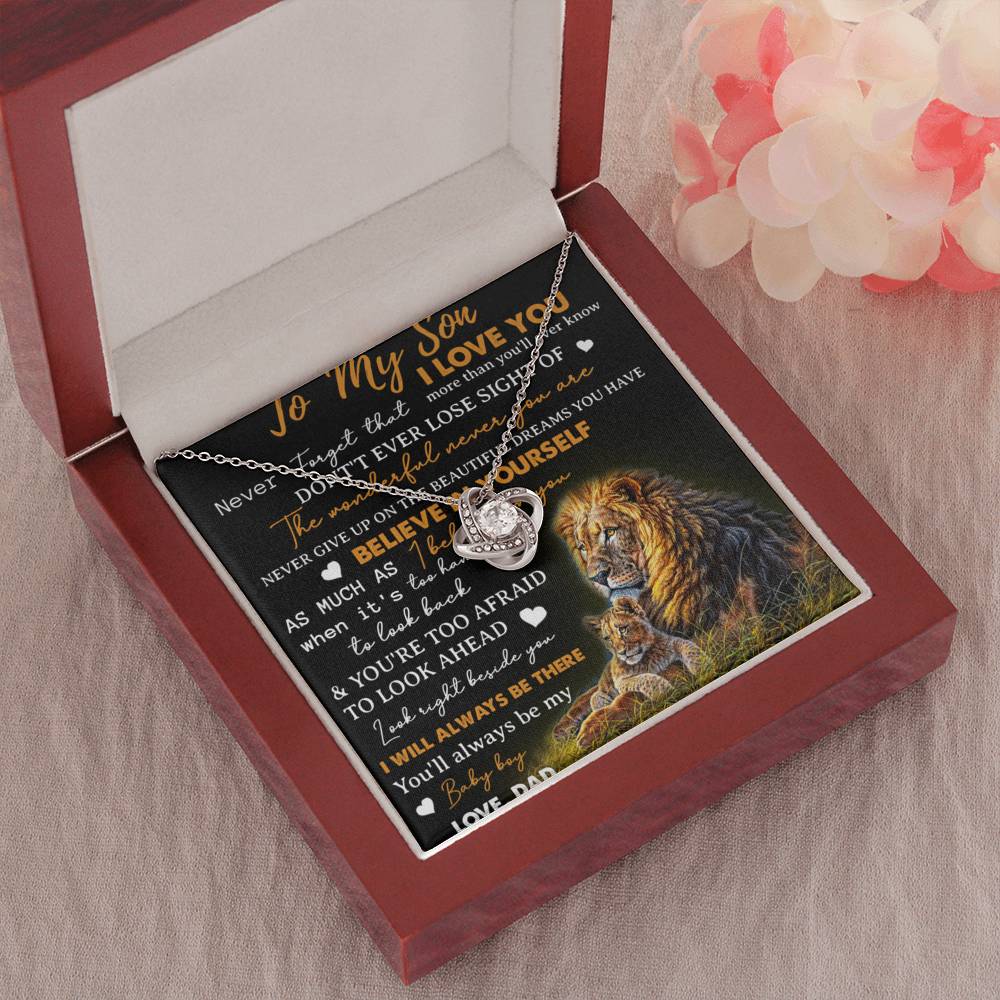 To My Son Necklace, Love Dad Father And Son Lion, Best Gifts For Son From Dad