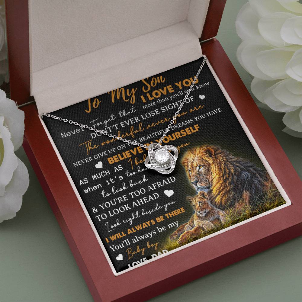 To My Son Necklace, Love Dad Father And Son Lion, Best Gifts For Son From Dad