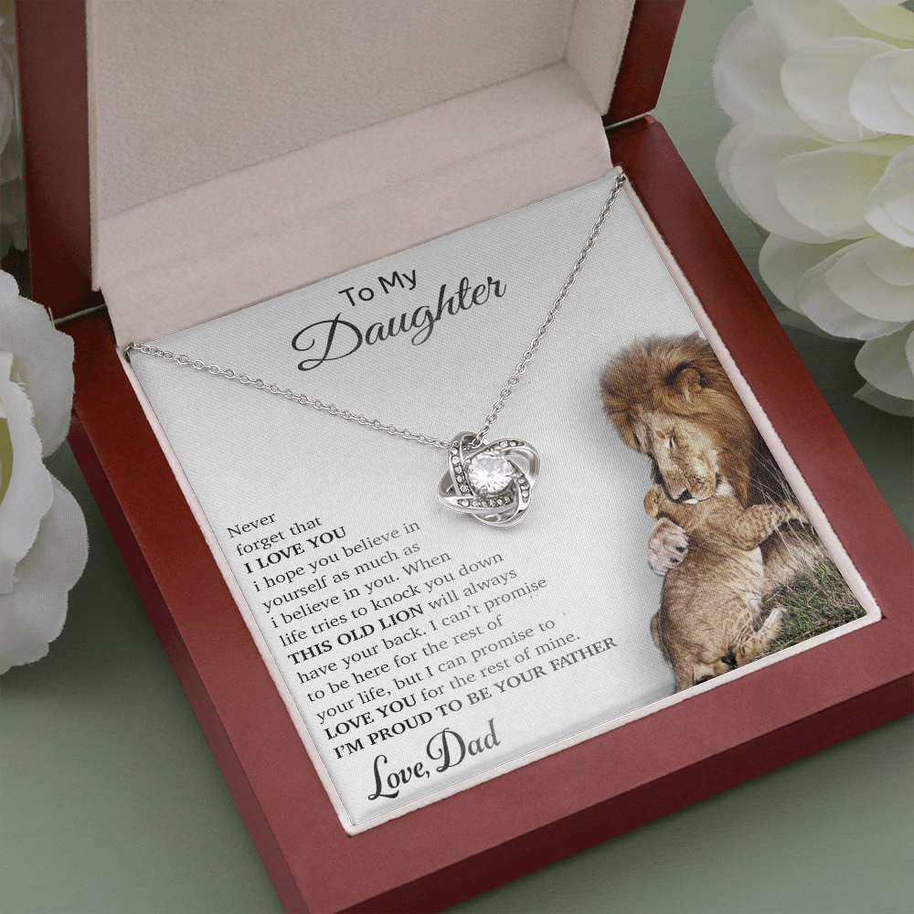 To My Daughter Necklace, Gift For Daughter From Dad, Daughter Father Lion Gift
